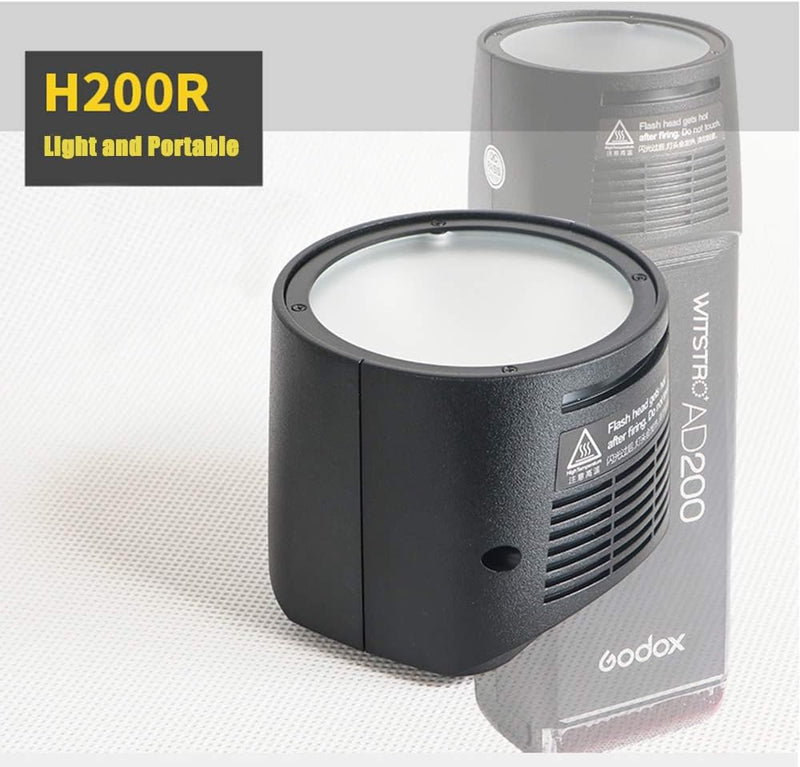 Godox H200R Round Flash Head, Compatible for Godox AD200 AD200 PRO, 200ws, Light and Portable, Daylight Color, Hot Shoe Mount, 1 Pack