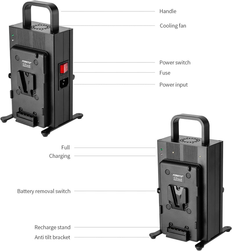 FOMITO V-Mount Battery Dual Channel Charger Fast Charging