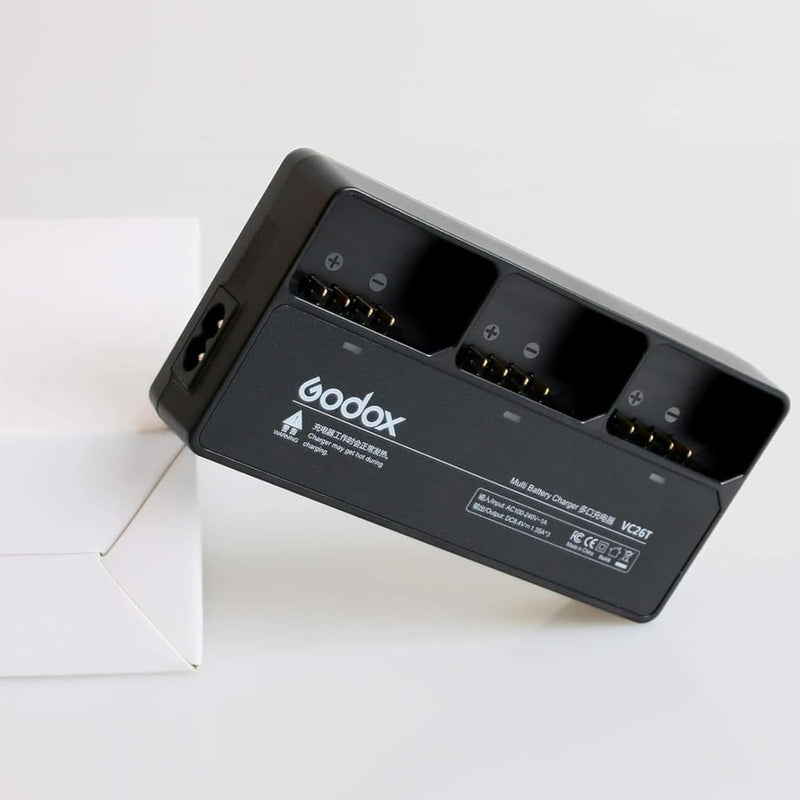 Godox VC26T Triple Battery Charger for Godox V1/V1 Pro/V860III/V850III/MF-R76/RING72 Flash Speedlite