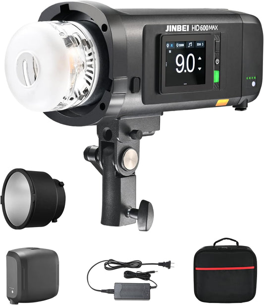 JINBEI HD600MAX 600Ws 2.4G TTL Flash Speedlight, GN88 1/8000 HSS, 40W Bi-Color Modeling Light, Monolight Strobe Flash for Canon, Sony, Nikon, Fuji, Olympus, Panasonic