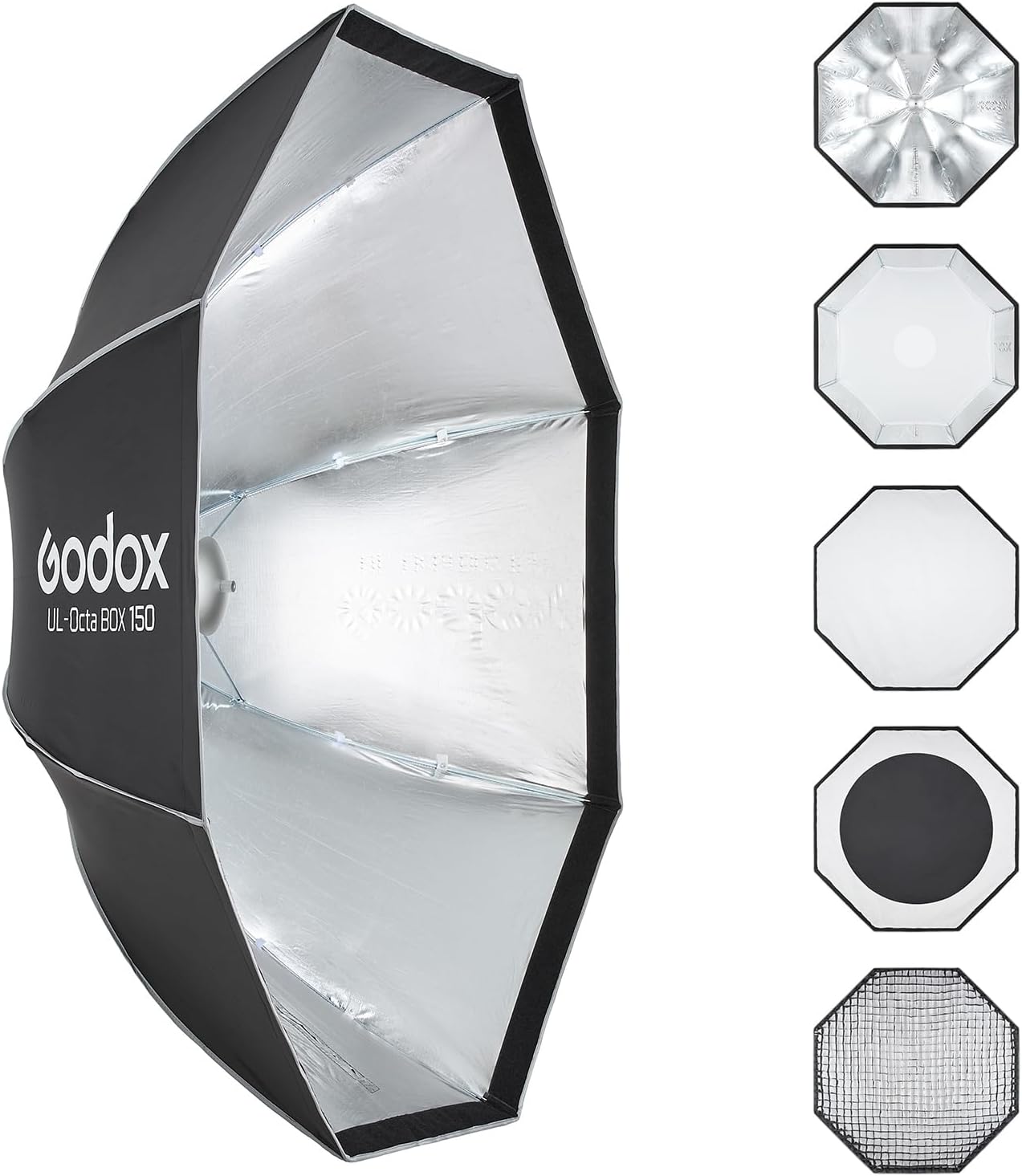 Godox UL-Series Quick Release Umbrella Softbox - 5 Shapes Edge Mask & Bowens Mount for Portraits/Product/Live Streaming, Octa 150cm