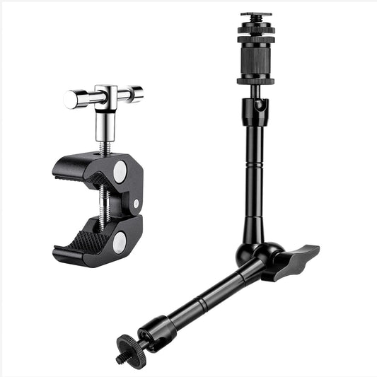 FOMITO- 11C+DXJ inch Articulating Magic Arm + Super Clamp for DSLR Rig Camera to LCD Monito, LED Video Light-F0038