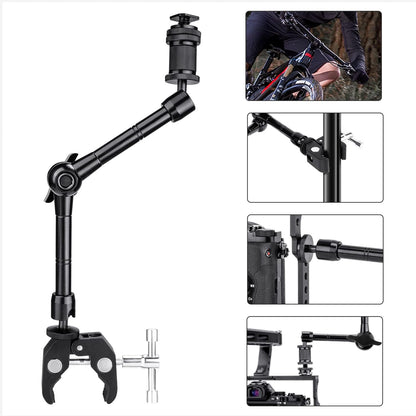 FOMITO- 11C+DXJ inch Articulating Magic Arm + Super Clamp for DSLR Rig Camera to LCD Monito, LED Video Light-F0038