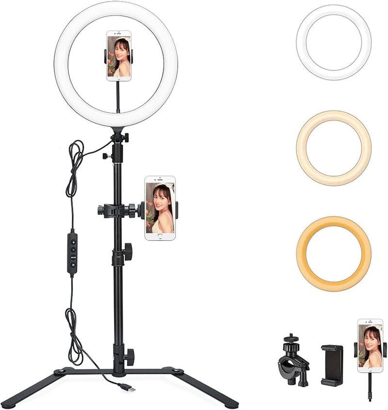 Godox LR120 12" LED Ring Light with Desktop Stand & Cell Phone Holder, USB Powered Conference Light CRI>90 Color Temperature 3000K to 6000K for TikTok/Live Stream/Makeup/Zoom Call & YouTube (Black)