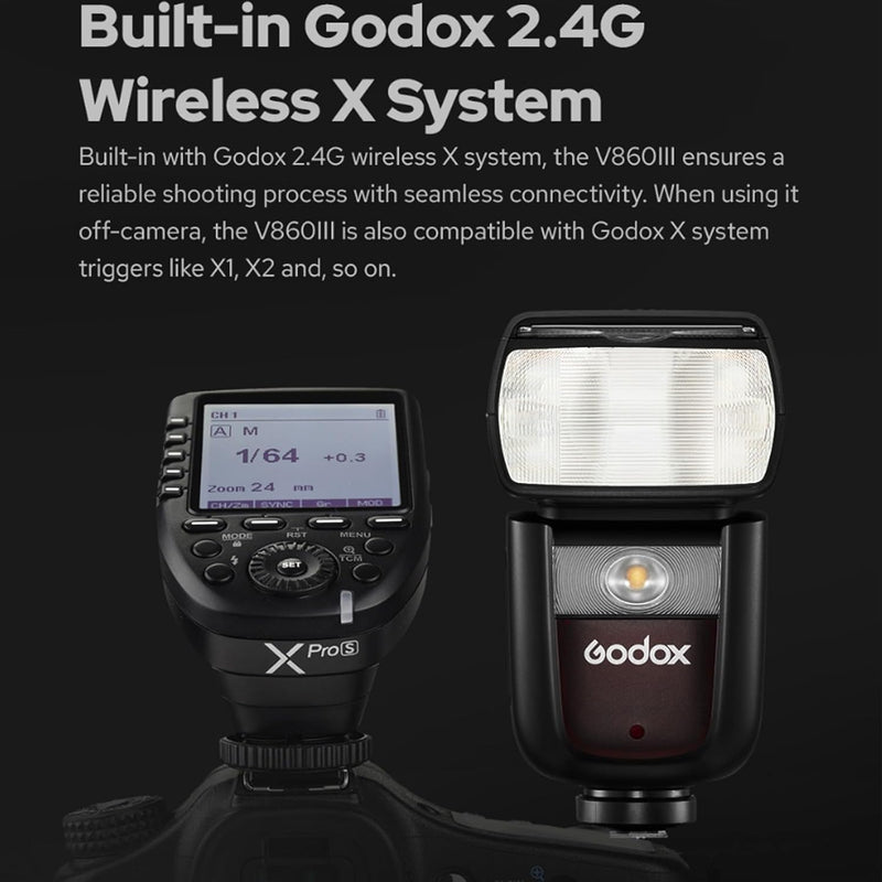 Godox V860III-O Flash for Olympus Camera Flash Speedlite 7.2V/2600mAh Lithium Battery, GN60 2.4G Wireless HSS 1/8000 1.5s Recycle Time 10 Levels LED Modeling Light for Olympus/Panasonic Cameras