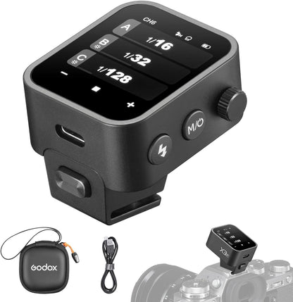 Godox X3-F Touchscreen TTL Wireless Flash Trigger for Fuji Camera, 1/8000s HSS TTL TCM Function, Built-in Battery USB-C Charge Flash Transmitter Compatible with Fuji GRX50S X-T1 X-T2 X-10 X-PRO1 X-A3