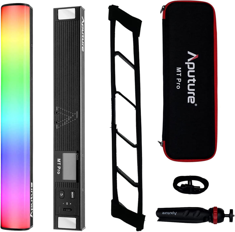 Aputure MT Pro,RGBWW Mini Tube Light,36 Pixel-Mappable,7.5W 2000K to10000K,9 Built-in Battery System FX with Grid and Tripod