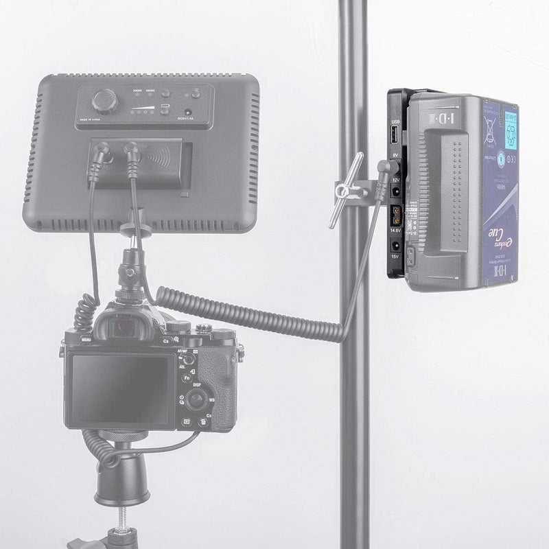 Fomito V-Lock V Mount Battery Adapter Plate with Super Clamp for Lighting Stand,Tripod, Support Rod, with D-TAP/DC/USB Power Output for Camcorder, DSLR Camera, LED Video Light, Monitor, Microphone
