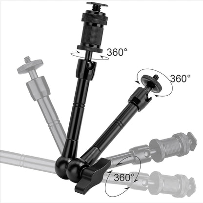 FOMITO- 11C+DXJ inch Articulating Magic Arm + Super Clamp for DSLR Rig Camera to LCD Monito, LED Video Light-F0038