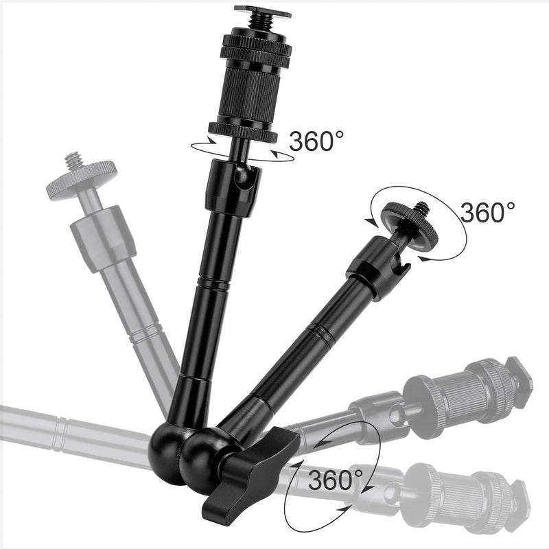 FOMITO 11 inch Articulating Magic Arm + Super Clamp for DSLR Rig Camera to LCD Monito, LED Video Light