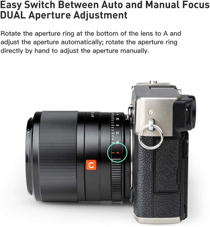 VILTROX 56mm F1.4 STM APS-C Frame Auto Focus Standard Prime Lens for Fuji Fujifilm X-Mount Mirrorless Digital Camera X-M1 X-H1 X-PRO3 X-PRO2 X-T4 X-T3 X-T2 X-S10 X-T30 X-T20 X-T200 Black