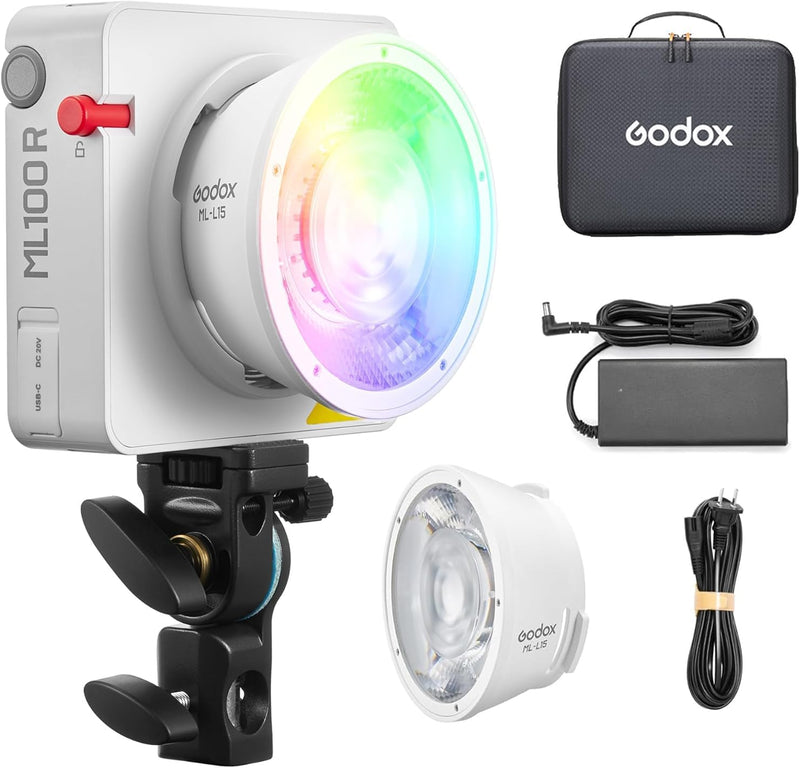 Godox ML100R RGB LED Video Light 110W CCT 1800K-10000K,App Control for Portraits Photography Lighting,YouTube/TikTok Video Recording,Filming,Live Streaming,Studio Lighting Production