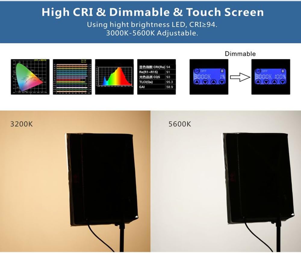 FalconEyes RX-18TD (New Packaging )Bi-Color Dimmable 3000K-5600K 100W Waterproof Flexible Studio Light for Photography (RX-18TD)