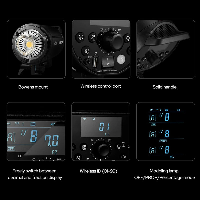 Godox DP600IIIV 600Ws Stobe Flash Studio Light GN106 0.1-1S Recycle Time, 1/2000-1/800s Flash Duration, 2.4G X System CCT 5600±200K Bowens Mount Monolight for Studio Portrait Photography (DP600III-V)