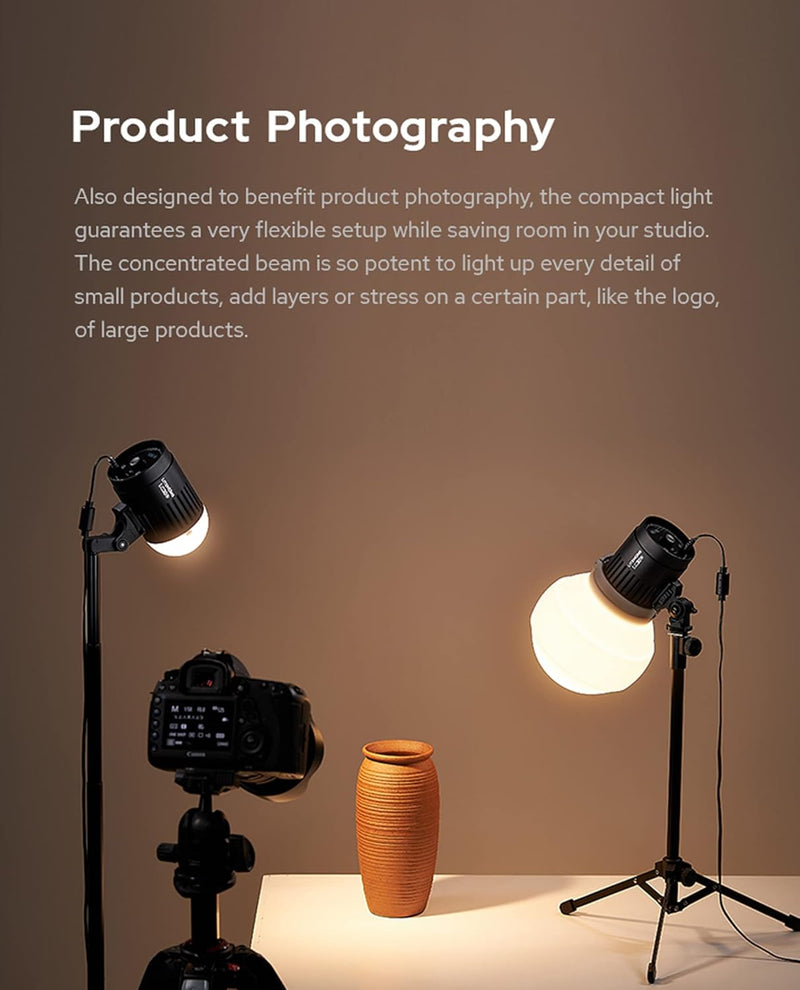 Godox LC30Bi 3200K-5600K Bi-Color Litemons Tabletop LED Light,25200LUX@0.5m, CRI 95+/TLCl 96+, 11 Preset Lighting FX Effects