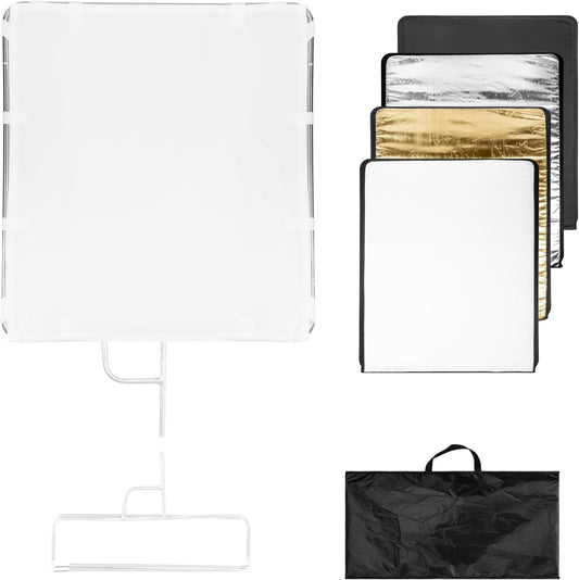 Fomito-QB-4560 Square Metal Flag Panel Reflector Set 45 x 60cm - Portable Hand-held Light Reflector Flag Reflector Panel Scrim Photography-F0167
