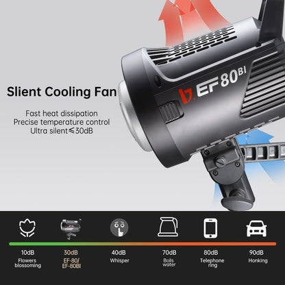 JINBEI EF-80BI 80W COB Bi-Color LED Video Light, Bi-Color 2700K-6500K Continuous Light Bowens Mount Handheld Spotlight, CRI97+/TLCI98+, 9 Lighting Effects, Bluetooth APP Control