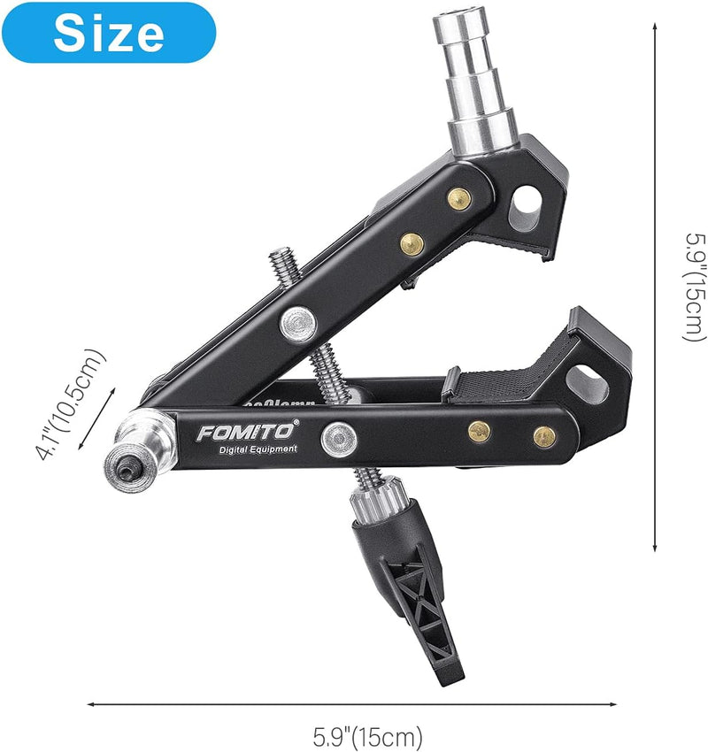 Fomito Super Clamp Universal Multi-Function A-Type Flash Clip with 2X 5/8 Inch Interface Screw & 1x 1/4 Inch Male Screw