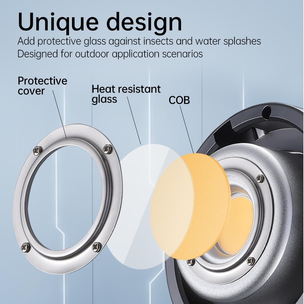 JINBEI EF-80BI 80W COB Bi-Color LED Video Light, Bi-Color 2700K-6500K Continuous Light Bowens Mount Handheld Spotlight, CRI97+/TLCI98+, 9 Lighting Effects, Bluetooth APP Control
