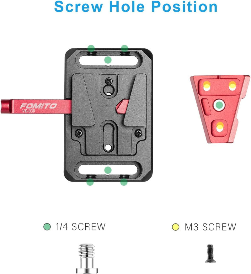 FOMITO V-Mount V-Lock Base Station Quick Release Plate VK-03 Red