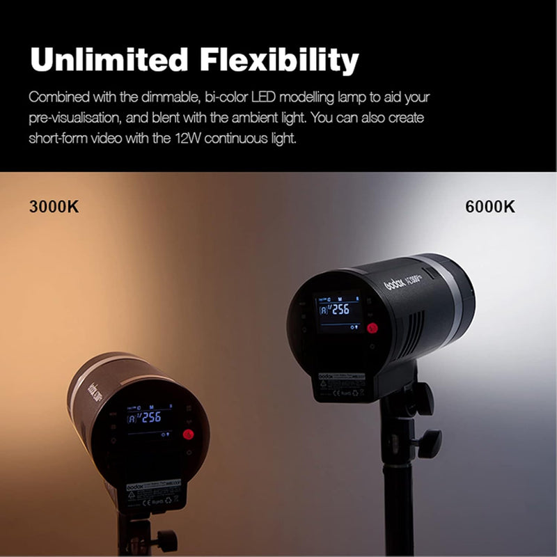 Godox AD300 Pro AD300Pro Outdoor Flash Strobe Light, 300Ws TTL HSS 1/8000s Studio Flash Monolight, 2600mAh Lithium Battery, 12W Modeling Lamp, Compatible for Canon Sony Nikon Fuji Olympus Panasonic