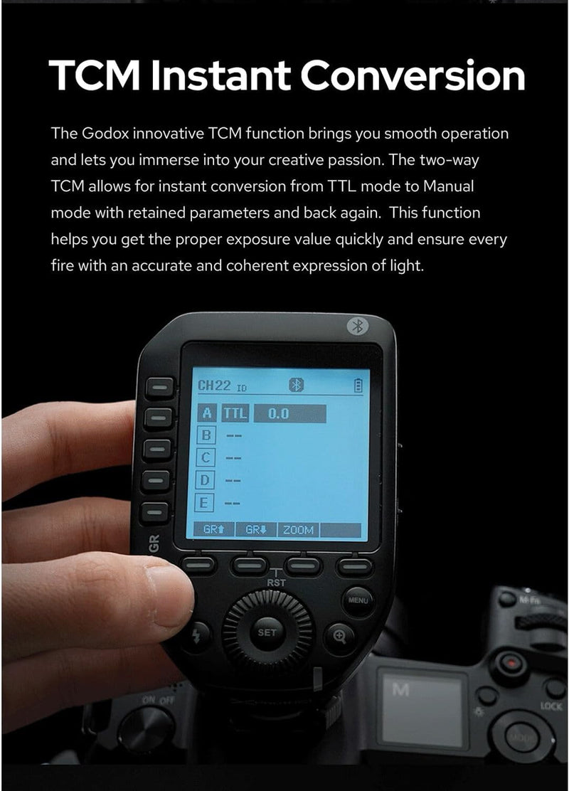 Godox XProII XProII-O XProIIO TTL 2.4G Wireless Flash Trigger for Olympus & Panasonic Cameras, HSS 1/8000s, GodoxPhoto APP Control, New Hotshoe Locking, Modeling Light, Zoom Setting(Xpro-O Version 2)