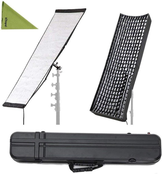 Falcon Eyes (New Version) RX-36TDX II 250W Flexible LED Light, 9 Pre-Programmed Lighting Effects, Bi-Color 3000K-5600K Supports DMX with RX-36SBHC Honeycomb Grid Softbox