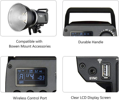 Godox MS200 200WS 2.4G Wireless X System Studio Flash,5600±200k Color Temperature,0.1-1.8S Recycle Time,Using Godox X1 Trigger & XT16 Transmitter or xpro and x2 Trigger to remotely Control