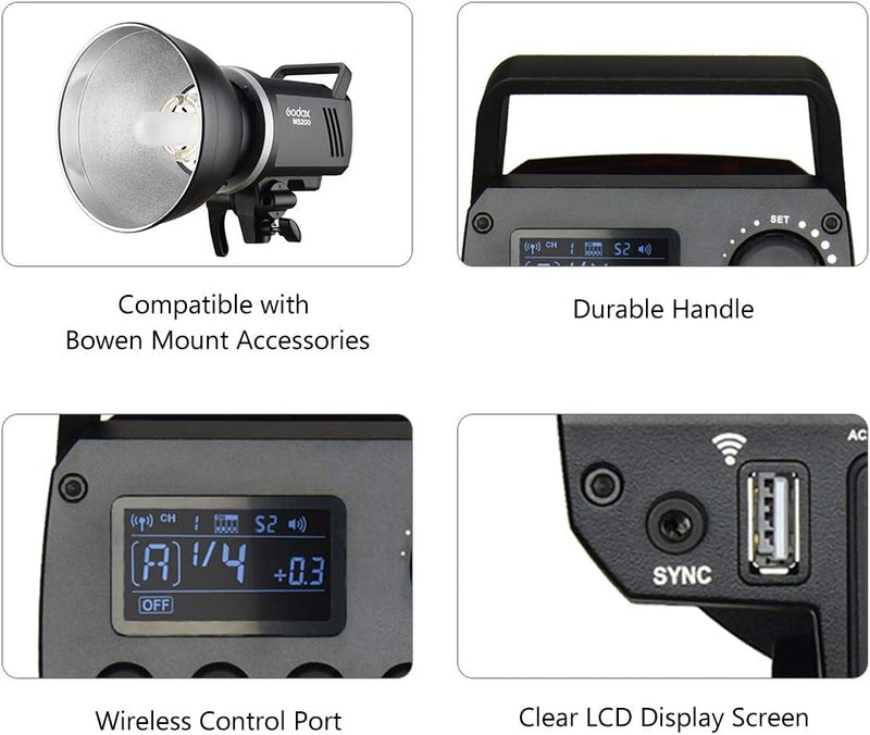 Godox MS200 200WS 2.4G Wireless X System Studio Flash,5600±200k Color Temperature,0.1-1.8S Recycle Time,Using Godox X1 Trigger & XT16 Transmitter or xpro and x2 Trigger to remotely Control
