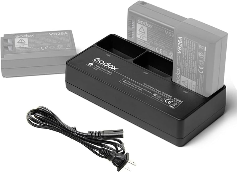 Godox VC26T Triple Battery Charger for Godox V1/V1 Pro/V860III/V850III/MF-R76/RING72 Flash Speedlite