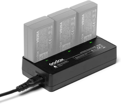 Godox VC26T Triple Battery Charger for Godox V1/V1 Pro/V860III/V850III/MF-R76/RING72 Flash Speedlite