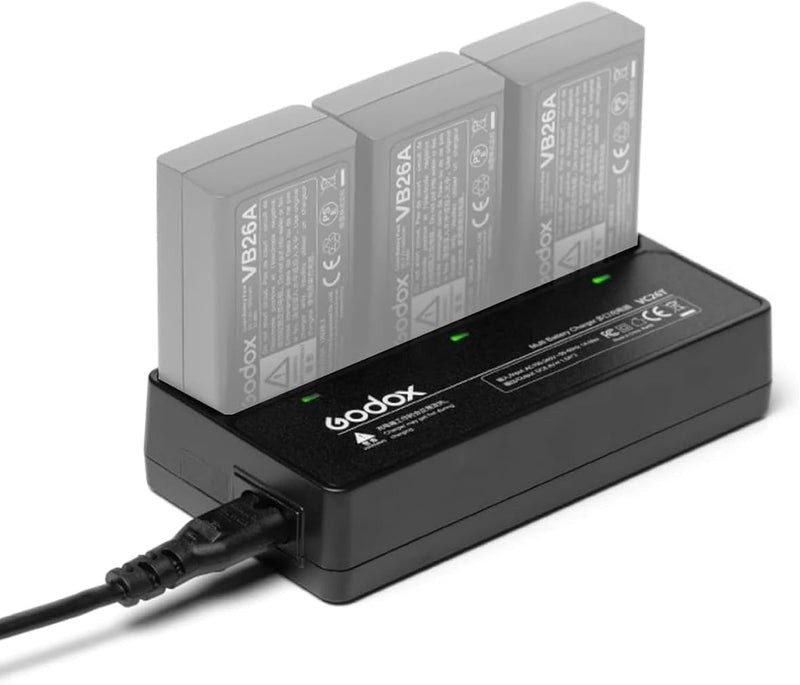 Godox VC26T Triple Battery Charger for Godox V1/V1 Pro/V860III/V850III/MF-R76/RING72 Flash Speedlite