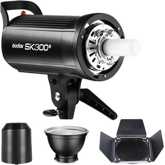 Godox SK300II 300Ws GN58 5600K Studio Strobe Light Bowens Mount Monolight Flash with BD-04 Barn Door Color Filters Reflector Set