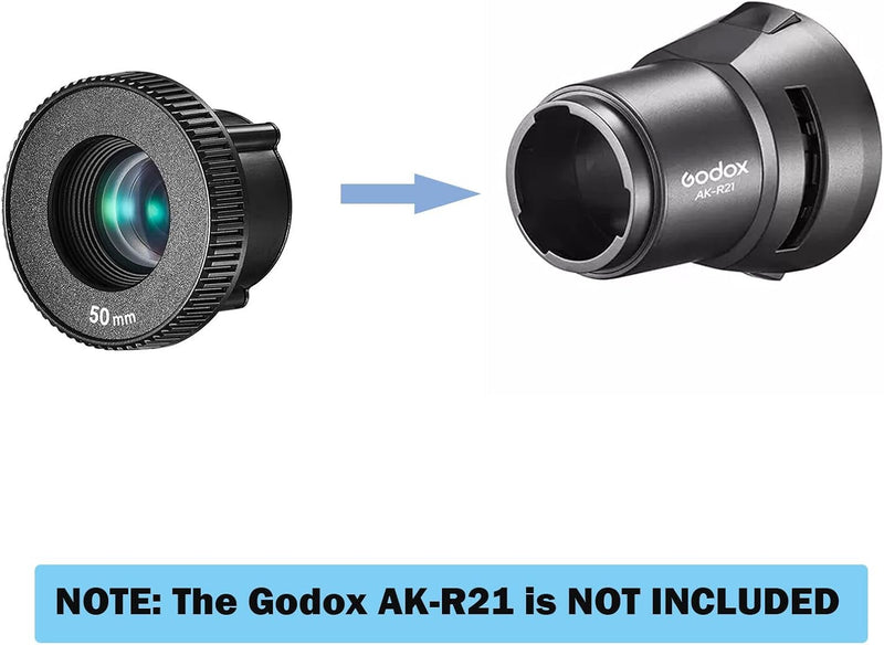 Godox AK-R24 50mm Lens for Godox AK-R21 Projection Attachment for Flash Speedlight Speedlite