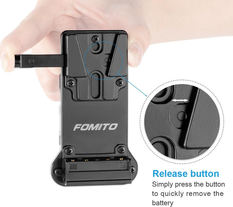 FOMITO NP-F970 F750 F550 Dummy Battery to V-Mount Plate Power Adapter for Camera Monitor Neewer F100 FEELWORLD FW568 F5 T7, LED Video Light CN160 CN216 YN300 II YN-600 W260