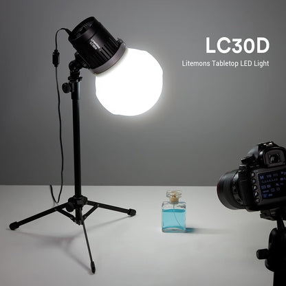 Godox LC30D LED Video Light,38W Tabletop LED Light,5600K 35800 LUX@0.5m,CRI 95+/TLCl 96+,0%-100% Dimming,8 FX Light Effects,for Live Streaming,Product Photography,Outdoor Shooting