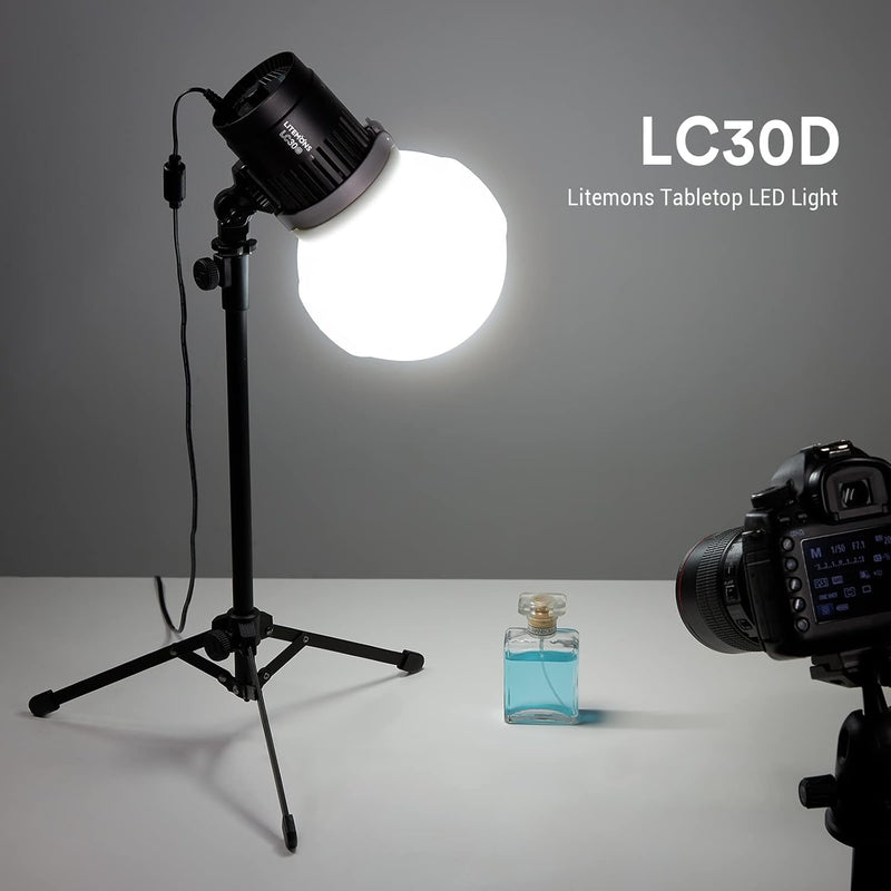 Godox LC30D LED Video Light,38W Tabletop LED Light,5600K 35800 LUX@0.5m,CRI 95+/TLCl 96+,0%-100% Dimming,8 FX Light Effects,for Live Streaming,Product Photography,Outdoor Shooting