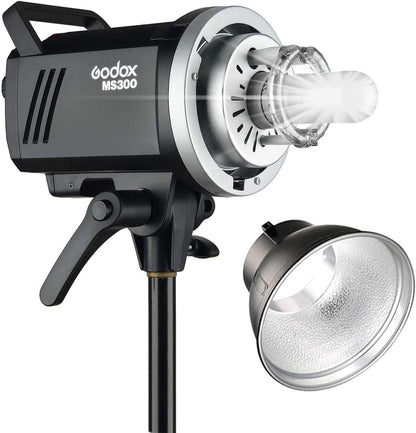 Godox MS300 Compact Studio Flash 300W 2.4G Wireless Monolight with 150W Modeling Lamp,Outstanding Power Output Stability,Anti-Preflash,Bowens Mount,5600±200K CCT,0.1～1.8S Recycle Time