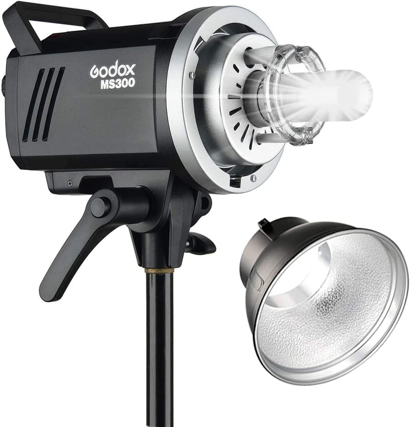 Godox MS300 Compact Studio Flash 300W 2.4G Wireless Monolight with 150W Modeling Lamp,Outstanding Power Output Stability,Anti-Preflash,Bowens Mount,5600±200K CCT,0.1～1.8S Recycle Time