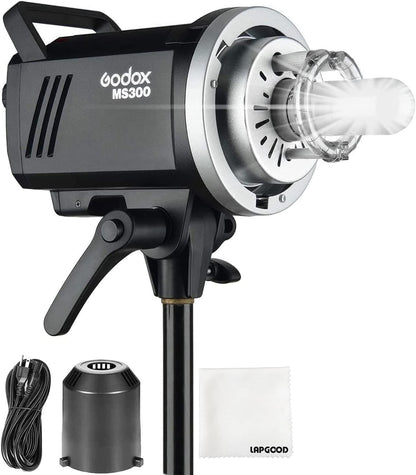 Godox MS300 Compact Studio Flash 300W 2.4G Wireless Monolight with 150W Modeling Lamp,Outstanding Power Output Stability,Anti-Preflash,Bowens Mount,5600±200K CCT,0.1～1.8S Recycle Time