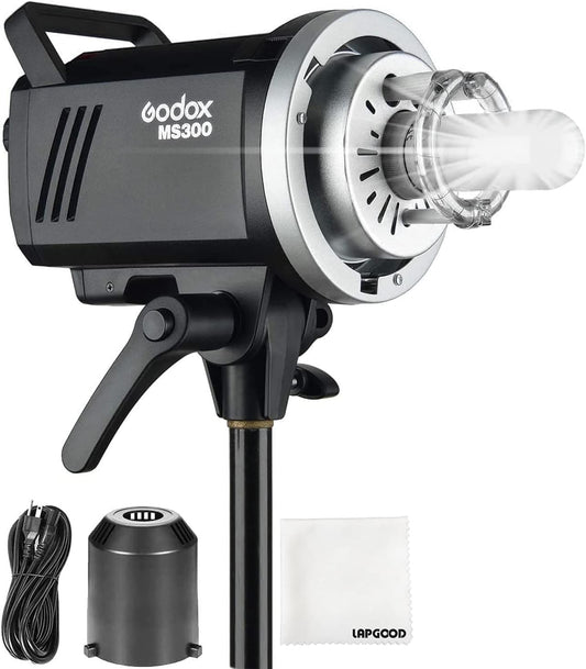 Godox MS300 Compact Studio Flash 300W 2.4G Wireless Monolight with 150W Modeling Lamp,Outstanding Power Output Stability,Anti-Preflash,Bowens Mount,5600±200K CCT,0.1～1.8S Recycle Time