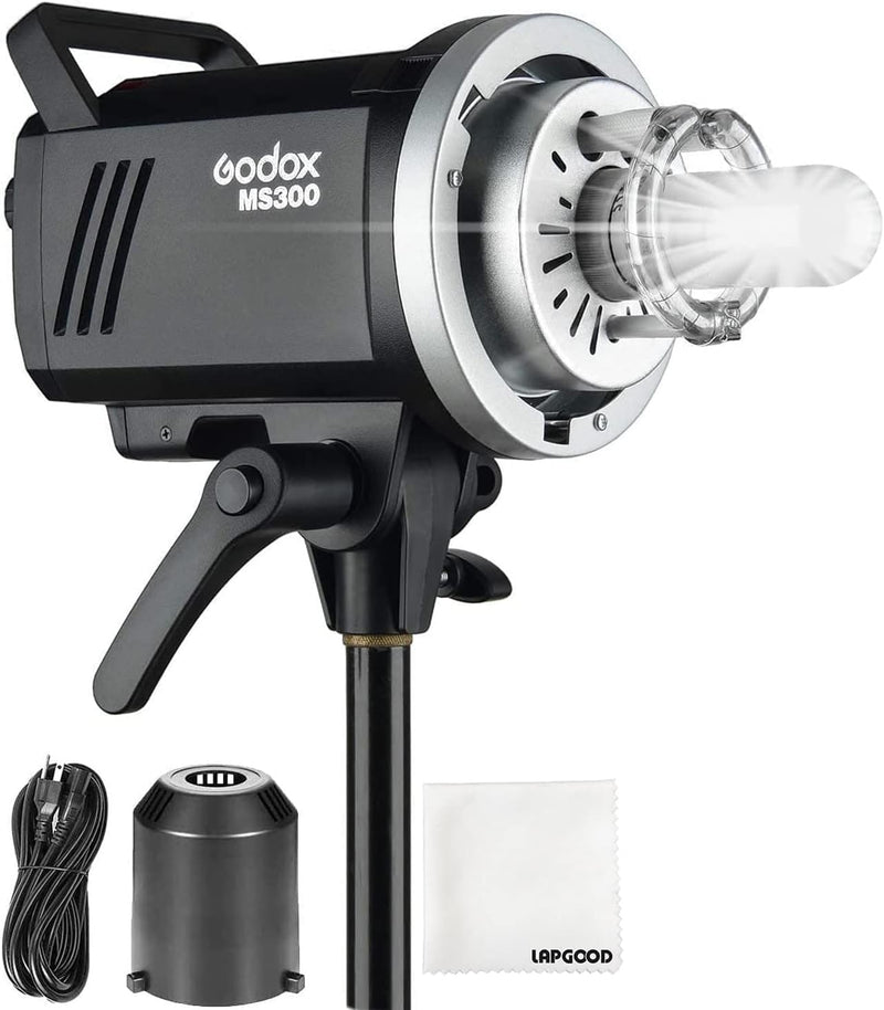 Godox MS300 Compact Studio Flash 300W 2.4G Wireless Monolight with 150W Modeling Lamp,Outstanding Power Output Stability,Anti-Preflash,Bowens Mount,5600±200K CCT,0.1～1.8S Recycle Time