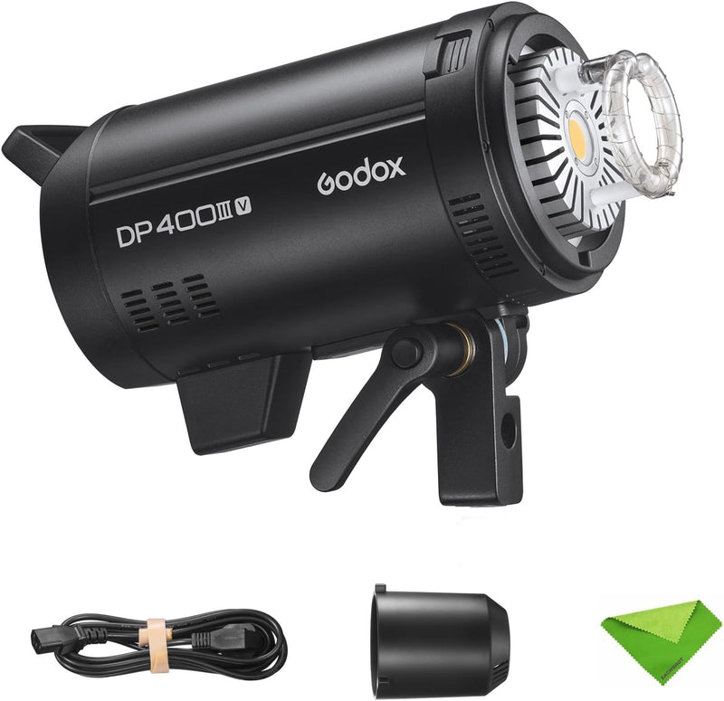 Godox DP400IIIV 400Ws Stobe Flash Studio Light GN87 0.1-1S Recycle Time, 1/2000-1/800s Flash Duration, 2.4G X System CCT 5600±200K Bowens Mount Monolight for Studio Portrait Photography (DP400III-V)