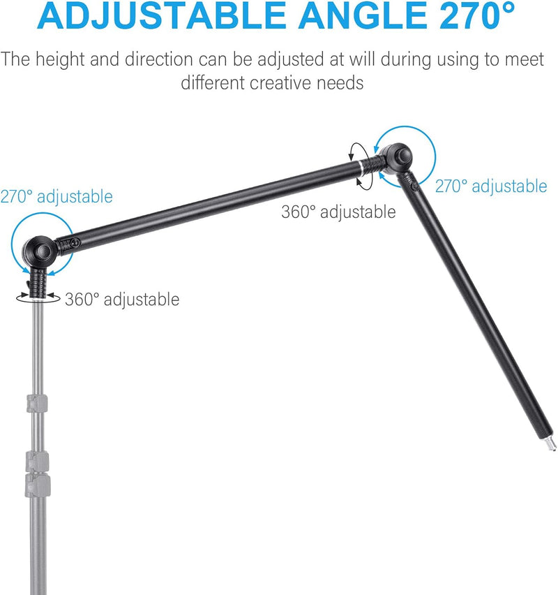 Fomito Super Articulating Magic Arm - 48 inch/122cm Light Stand Extender 2 Section Separable Bracket for Camera, Field Monitor, LED Video Light - Max Load 10KG with Single Section