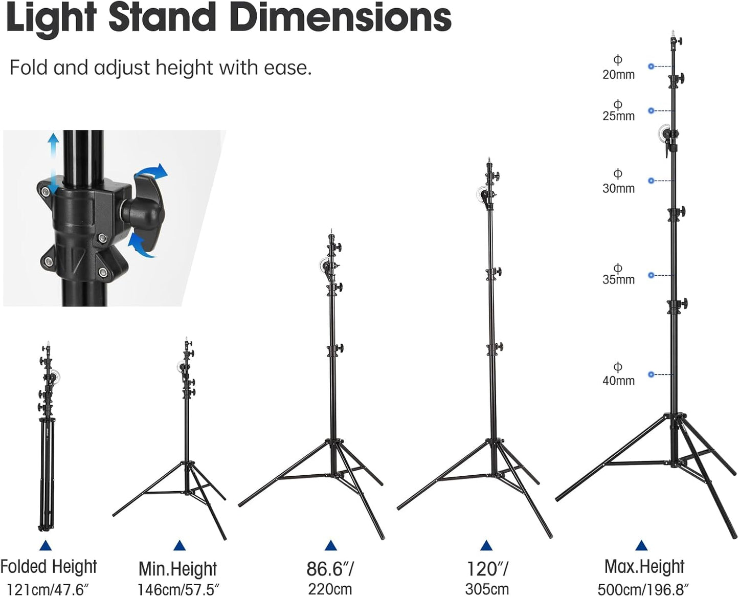 JINBEI 16.4FT 500cm Heavy Boom Arm with Sandbag Light Stand 22LBS Bearing Rotatable Adjustable Aluminum Holding Arm Load M-3 for Studio Photography Video