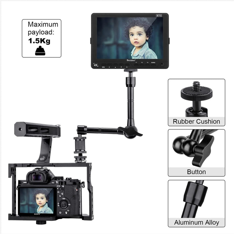 FOMITO 11 inch Articulating Magic Arm + Super Clamp for DSLR Rig Camera to LCD Monito, LED Video Light
