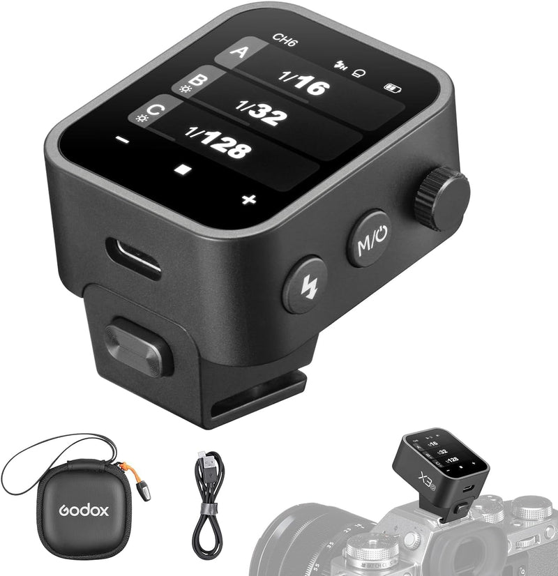Godox X3-O Touchscreen TTL Wireless Flash Trigger for Olympus/Panasonic Camera, 1/8000s HSS TTL TCM Function, Built-in Battery USB-C Charge Flash Transmitter Compatible with Olympus E-P3 E-PL5 E-M1