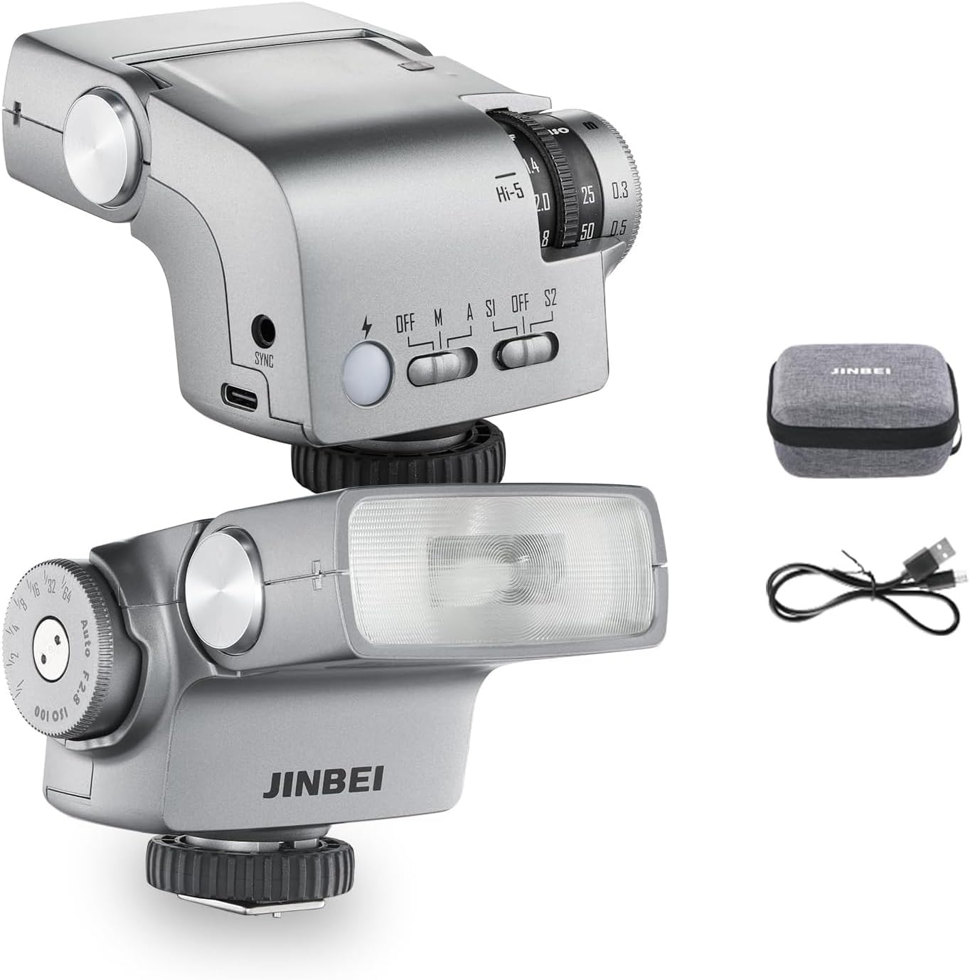 Hi5 Retro Camera Flash with Adjustable Head & Built-in 2500mAh Li-ion Battery, GN16 6000K±200K, S1/S2 Modes, for Sony/Canon/Nikon/Fuji/Olympus Hot Shoe Cameras for Beginners