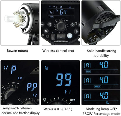 Godox DP600III Professional Studio Flash Bowens Mount LCD Control Panel, It Provides an Ideal Light Source for Wedding Photography, Advertising Shooting, Portrait and Fashion Photography, etc.