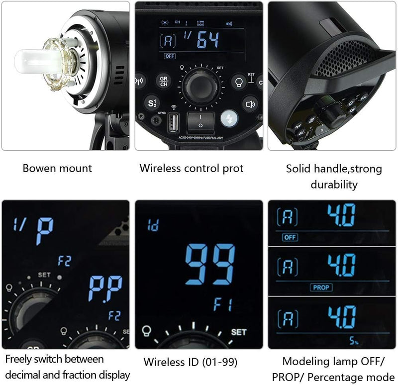 Godox DP600III Professional Studio Flash Bowens Mount LCD Control Panel, It Provides an Ideal Light Source for Wedding Photography, Advertising Shooting, Portrait and Fashion Photography, etc.
